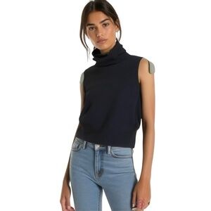 St. John by Marie Grey Black Sweater Ruffle Turtleneck 100% Cashmere Sz Small